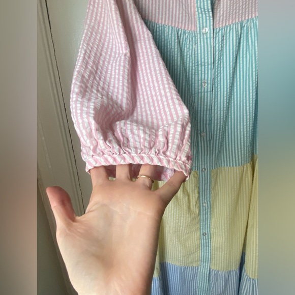 Vintage Seersucker Maxi Dress Striped XL - Picture 7 of 10